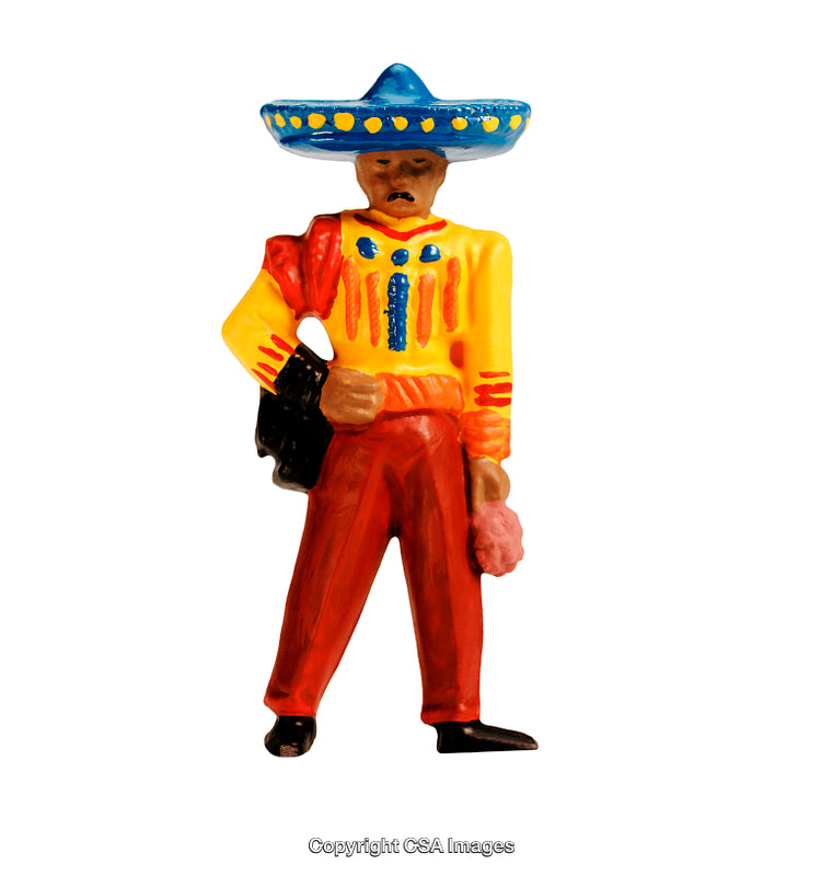 Colorful Toy Figure Wearing Traditional Mexican Attire with Sombrero Hat