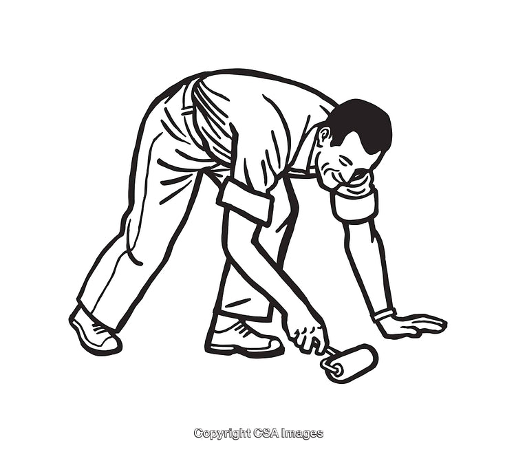 Black and White Line Art Man Painting with Paint Roller