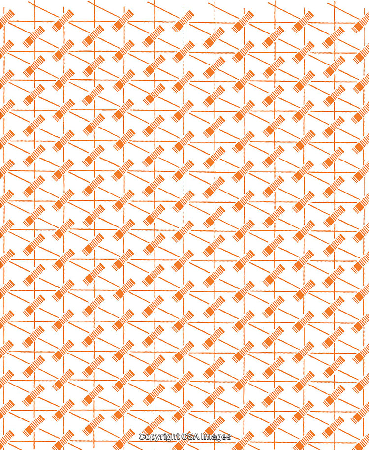 Abstract Orange Pattern Formed by Repetitive Geometric Shapes on White