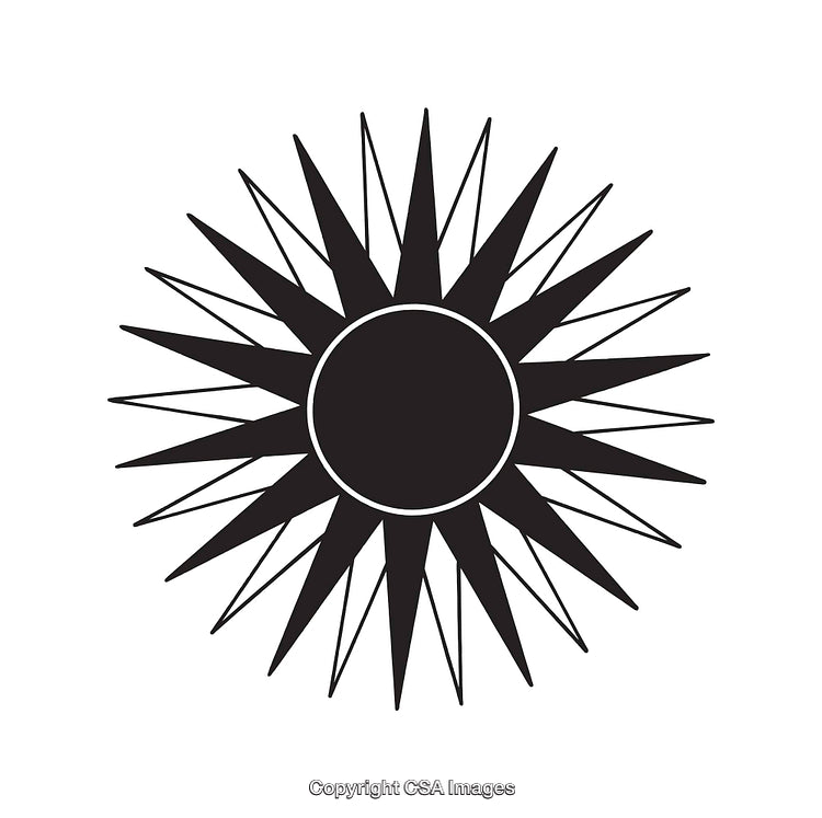 Abstract Black and White Sunburst Line Art Illustration