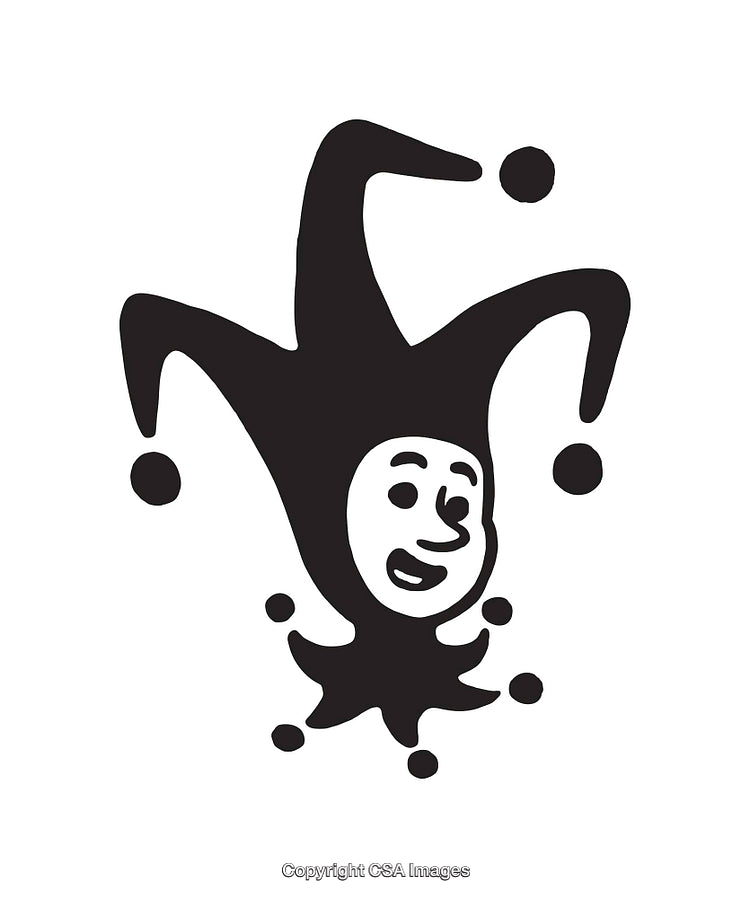 Black and White Line Art of a Jester Hat Illustration