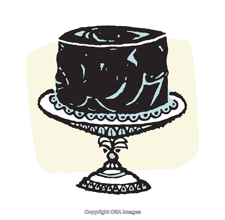 Color Illustration of a Decorative Cake on an Elegant Pedestal Stand