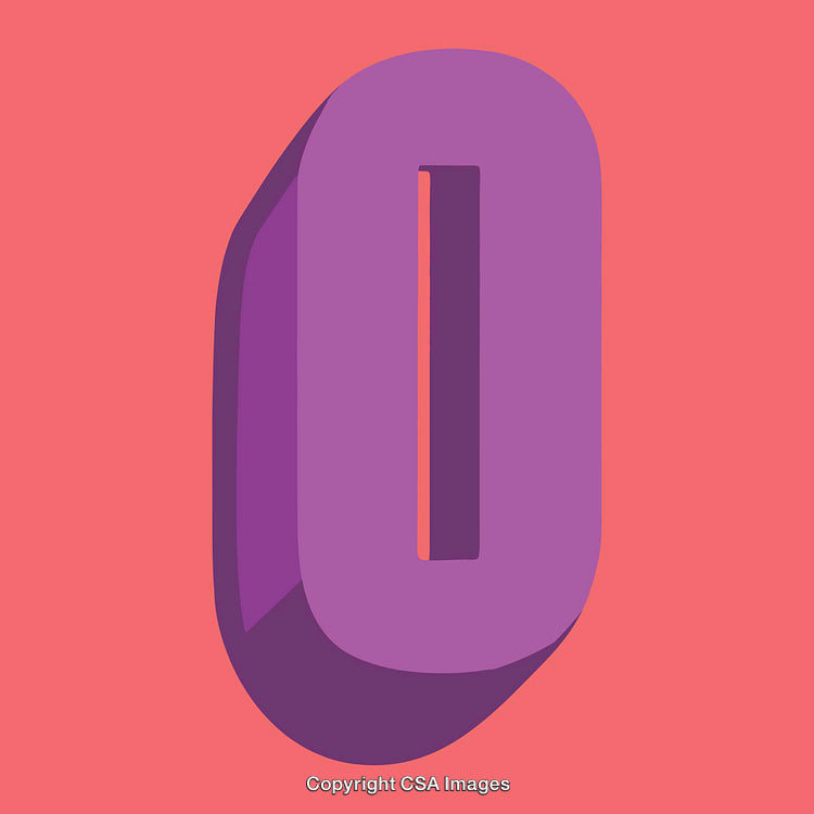 Bold 3D Purple Letter O on Solid Red Background
