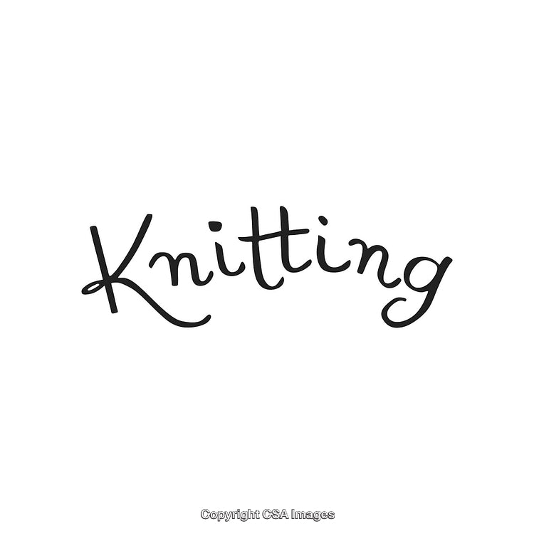 Stylized Script Font Displaying the Word Knitting on a White Background