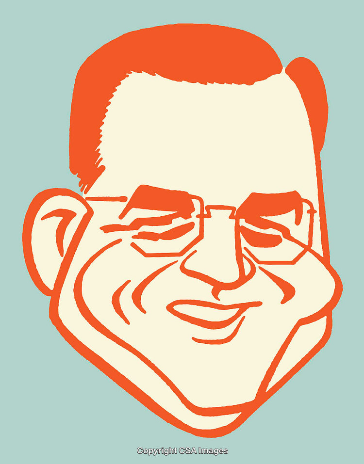 Minimalist Line Art Illustration of a Person With Glasses and Smile