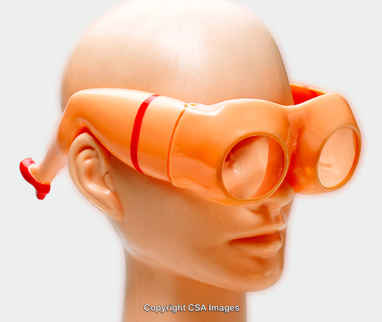 Close-Up of Plastic Toy Goggles on a Mannequin Head
