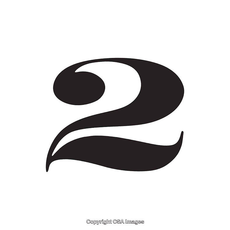 Stylized Black Numeral Two on a White Background