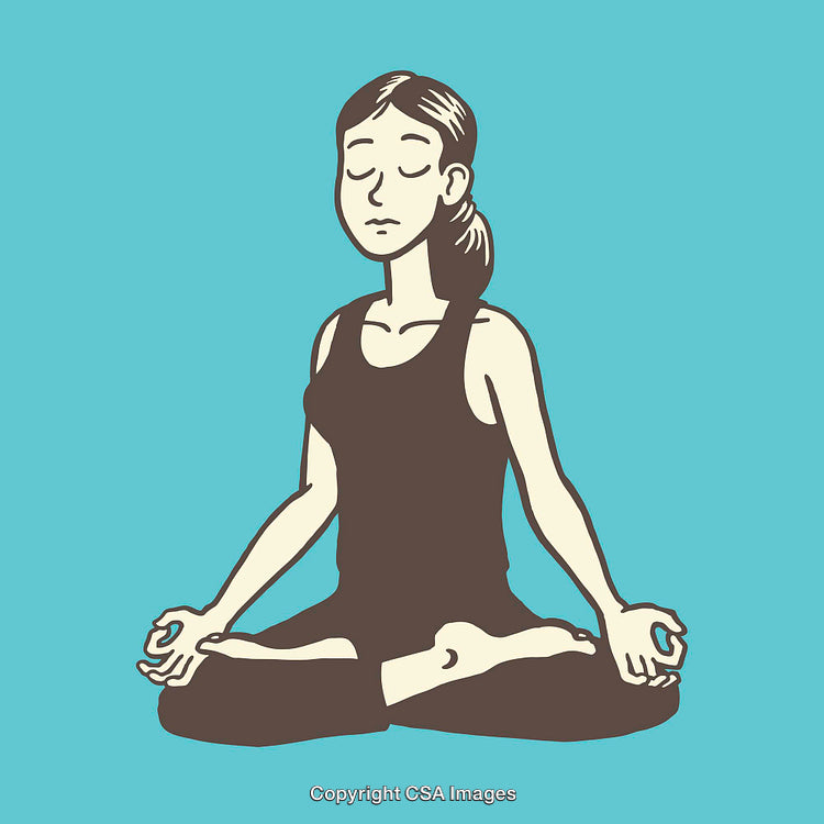 Illustration of Mindful Yoga Pose in a Calming Environment