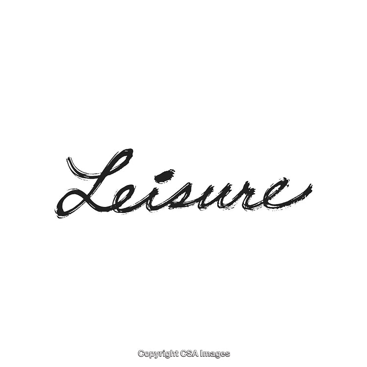 Stylized Calligraphy Wording 'Leisure' with Artistic Brush Stroke Design
