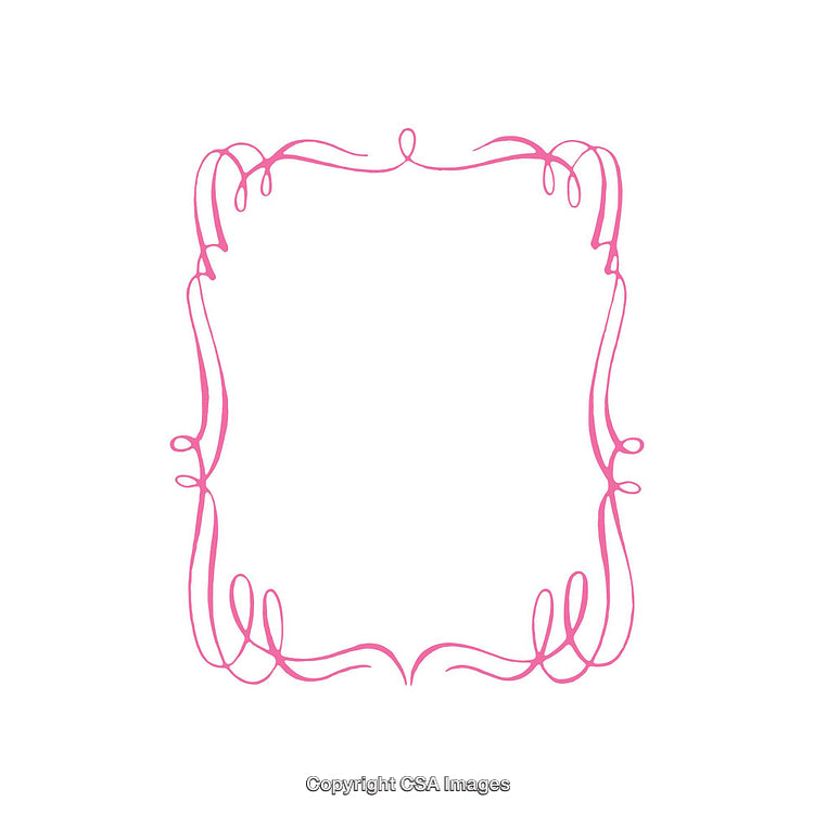 Elegant Pink Swirl Frame Design on Clean White Background