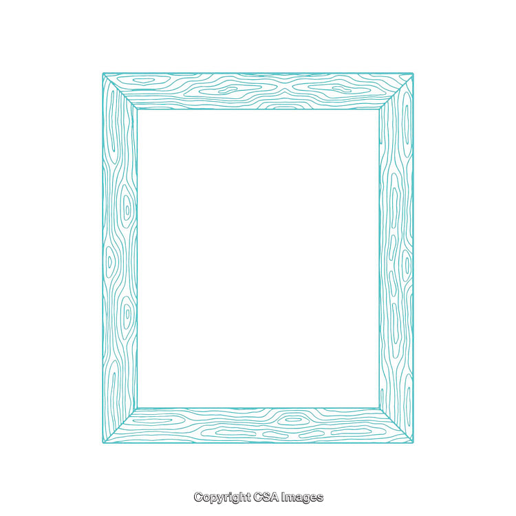 Hand-Drawn Wooden Frame Outline With Abstract Pattern on White Background