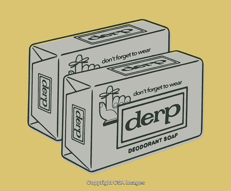 Retro-Style Illustration of Deodorant Soap Packaging on Yellow Background