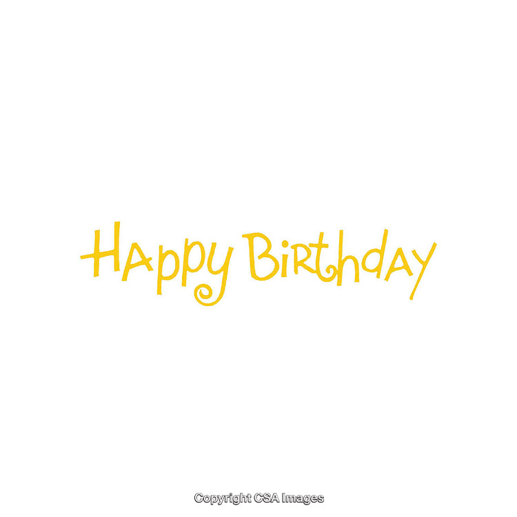 Yellow Happy Birthday Text on a White Background for Celebrations