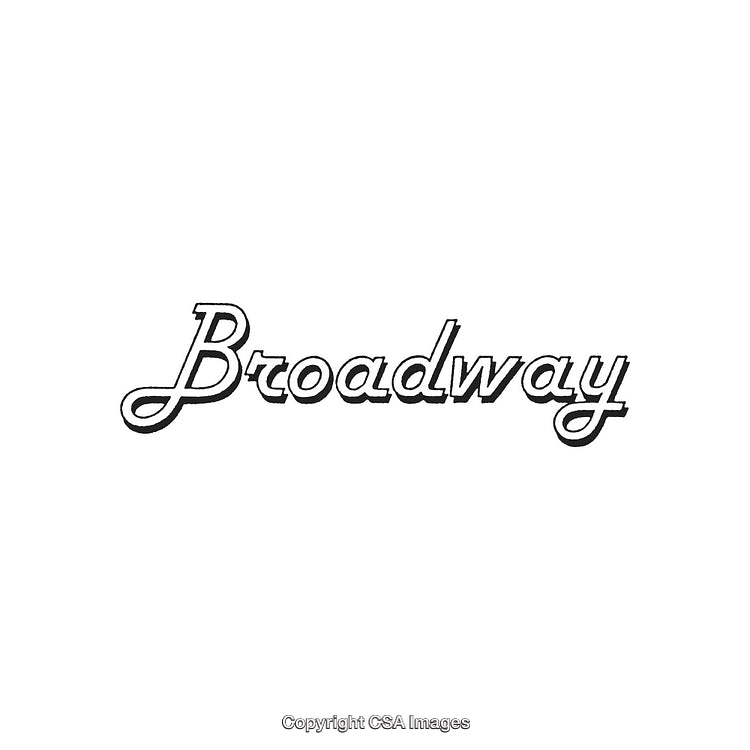 Elegant Broadway Typography in Script Design on White Background