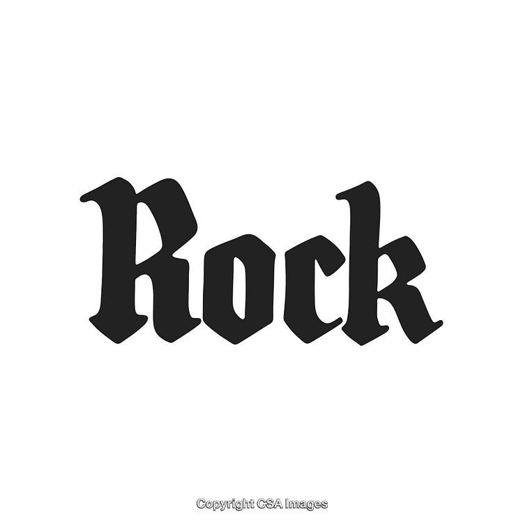 Gothic Rock Typography Designed in Bold Black Lettering on White Background