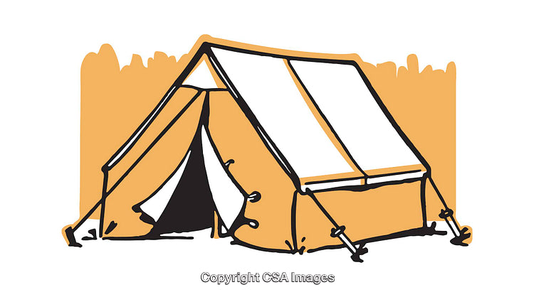 Illustration of a Tent in Simple Colorful Style with Orange Background