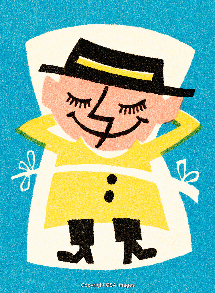 Stylized Illustration of a Happy Person Relaxing in Bright Colors and Simple Design