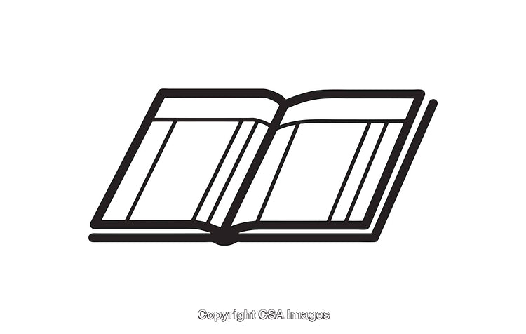 Minimalistic Black and White Open Book Line Icon Illustration