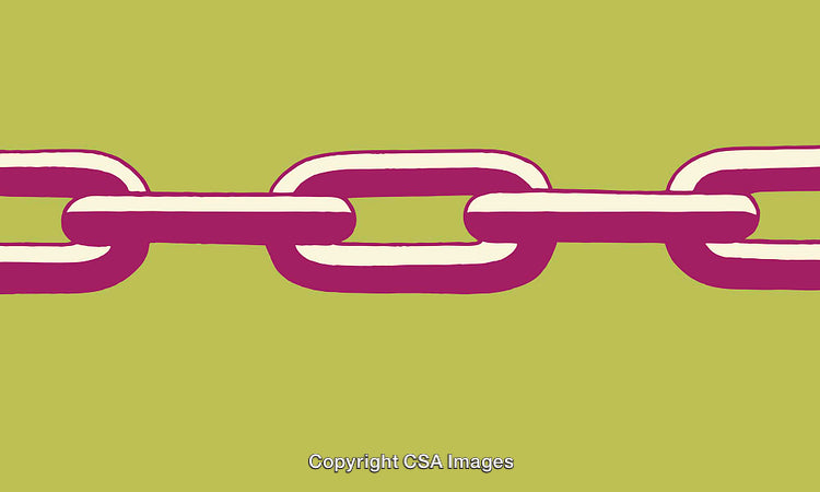 Illustration of Purple Chain Links on Green Background in Minimalist Style