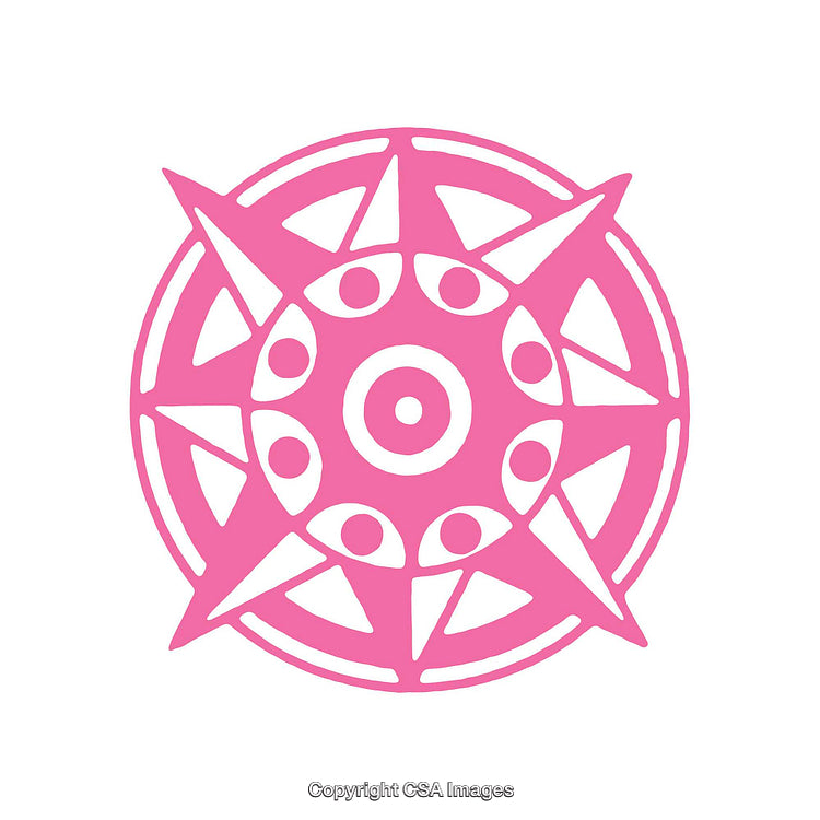 Pink Circular Mandala Design with Geometric Patterns and Shapes
