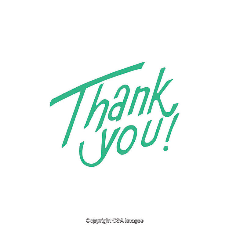 Green Handwritten Thank You Text on White Background