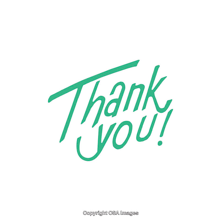 Green Handwritten Thank You Text on White Background