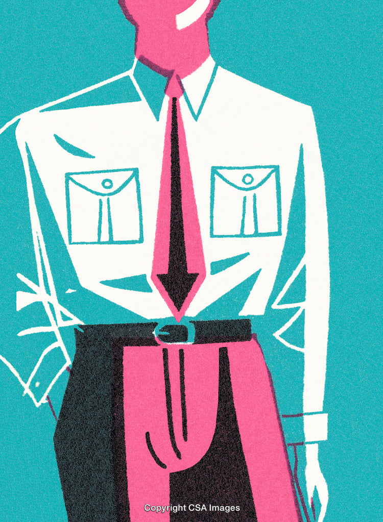 Abstract Geometric Illustration of a Person in Formal Attire With Tie and Belt