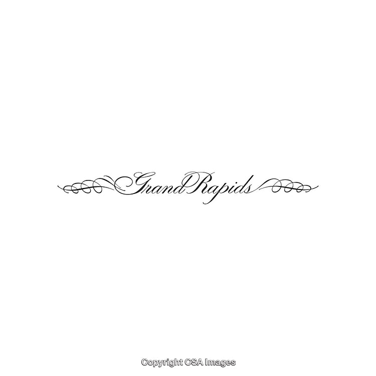 Elegant Decorative Typographic Design Featuring the Words 'Grand Rapids' in Calligraphy