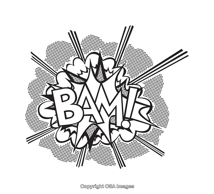 Dynamic Comic Style 'BAM!' Explosive Artwork with Line Illustration