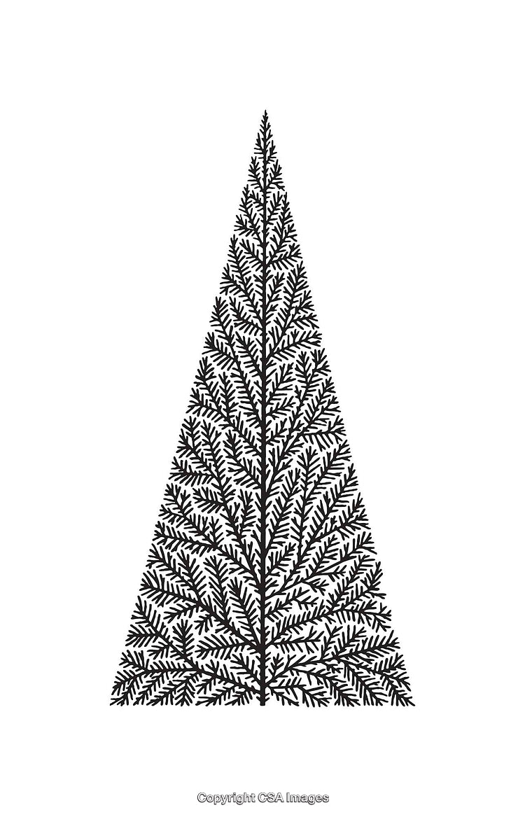 Black and White Geometric Tree Line Art with Intricate Branch Pattern