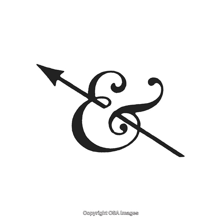 Elegant Ampersand With Decorative Arrow Design on White Background