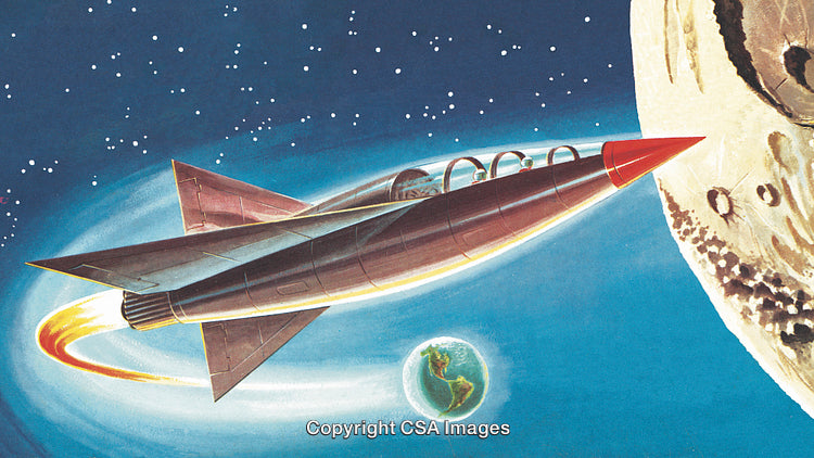 Retro Spacecraft Orbiting Earth Towards Lunar Destination in Outer Space