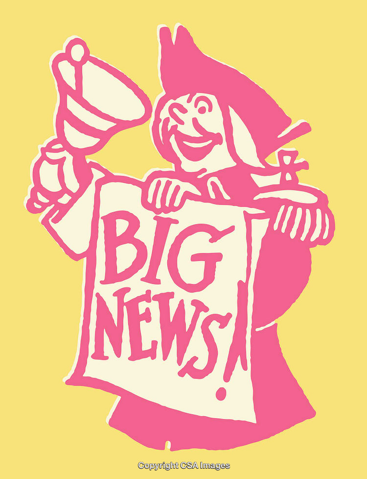 Colorful Line Art of Town Crier Announcing Big News with Vibrant Style