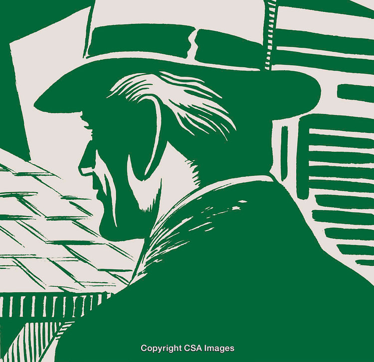 Abstract Illustration of a Cowboy in Hat With a Bold Graphic Style