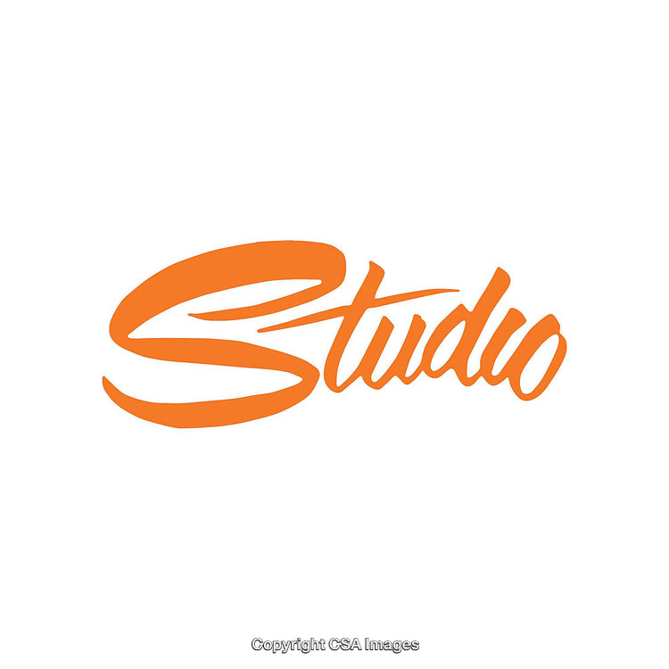 Stylized Orange "Studio" Typography on a Minimal White Background