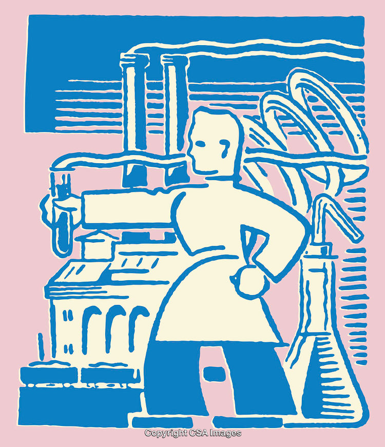 Abstract Illustration of a Scientist Conducting Laboratory Experiments