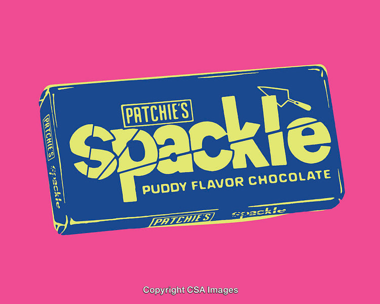 Colorful Line Art Depicting a Chocolate Bar with Bold Design Text
