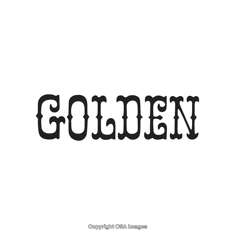 Golden Decorative Lettering in Vintage Style on White Background