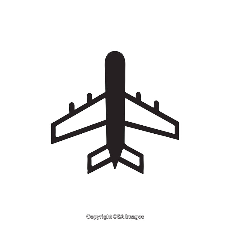 Black And White Airplane Icon Suitable for Travel or Transportation Design