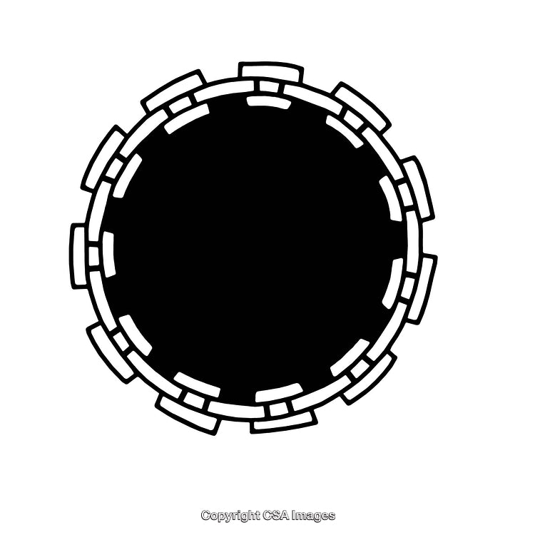 Abstract Circular Black and White Border Design with Segmented Pattern