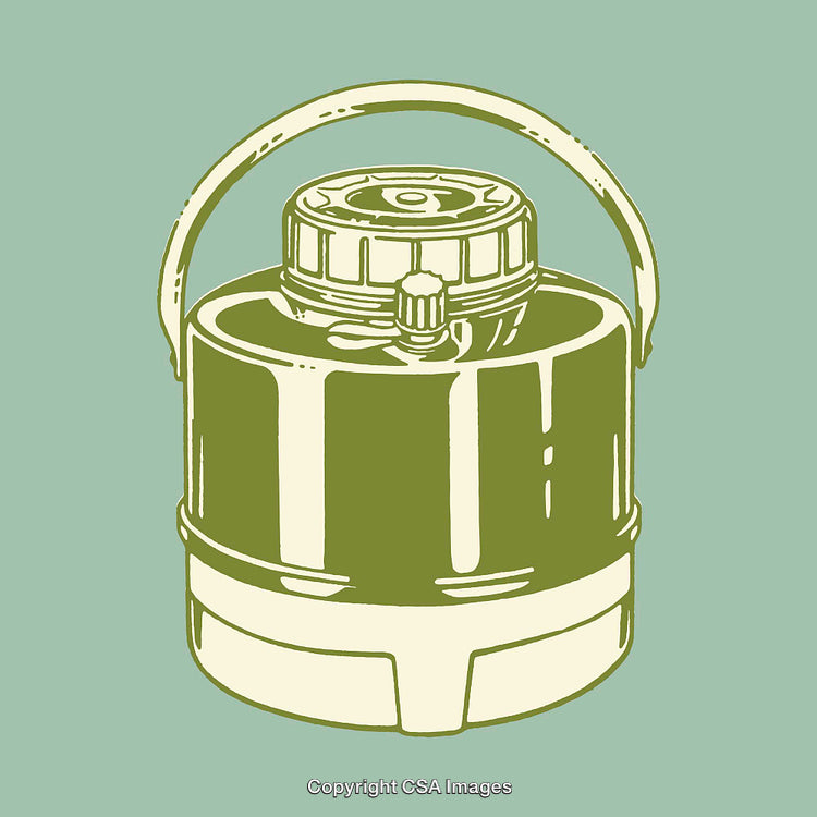 Green and Cream Line Art Illustration of a Canister Device