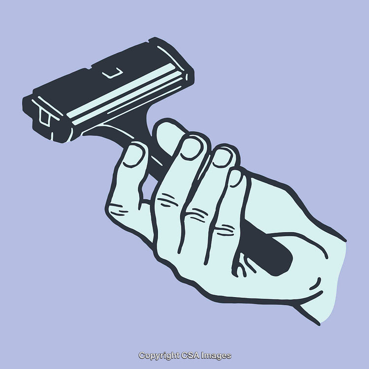 Hand Holding Razor in Minimalist Color Line Art Illustration Style
