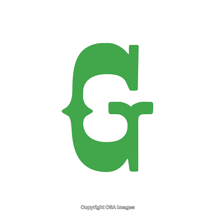 Stylized Green Letter G Symbol with Unique Design Elements