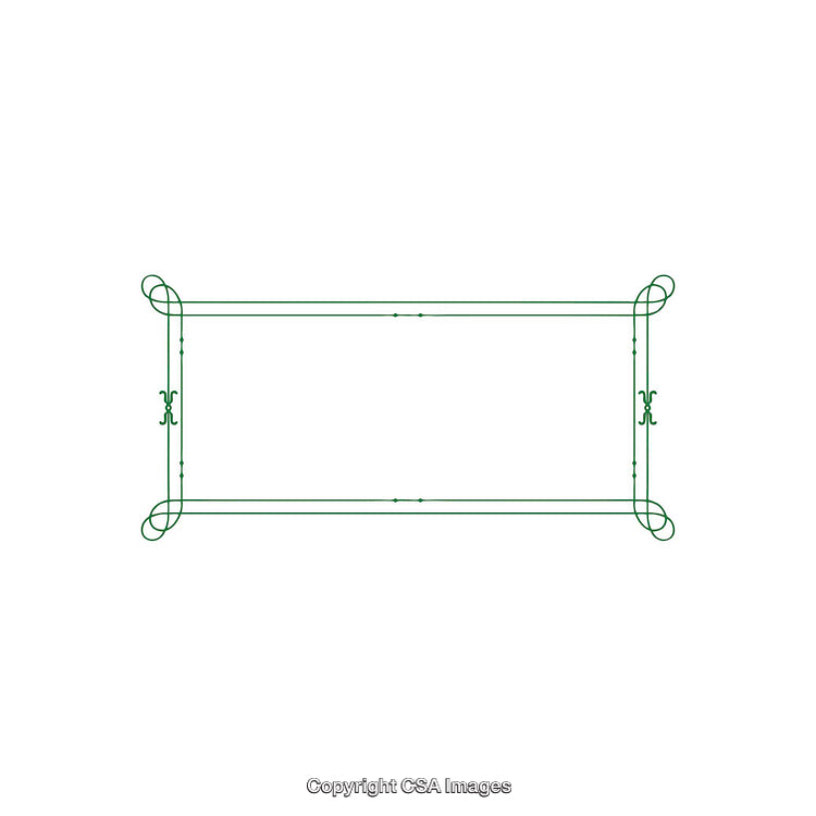 Elegant Decorative Green Frame with Intricate Ornamental Design on White Background