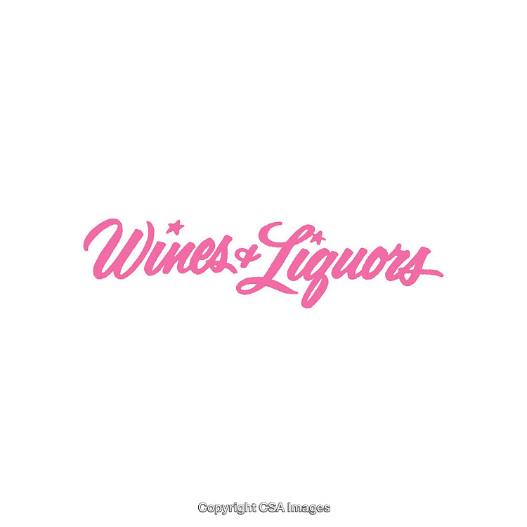 Vibrant Pink Typography Advertising Wines and Liquors on White Background