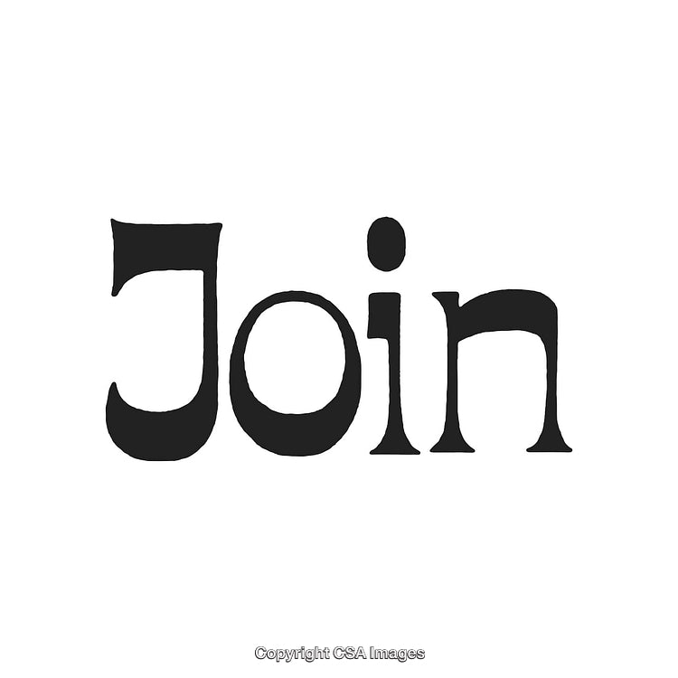Black Bold Calligraphy Style 'Join' Text on White Background