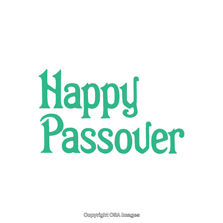 Happy Passover Greeting with Decorative Green Text on White Background