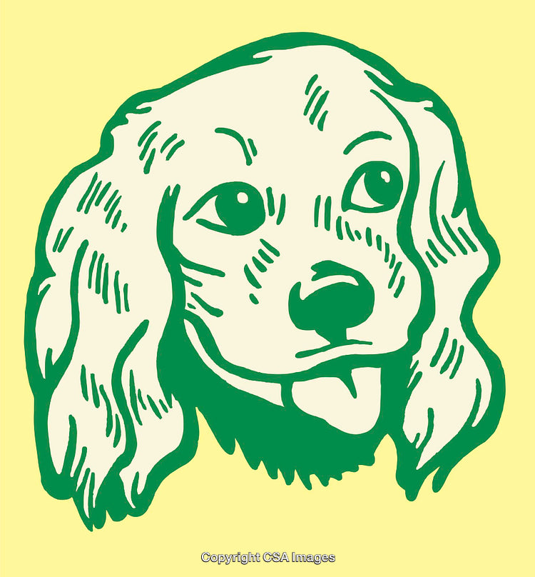 Adorable Green Line Art Illustration of a Dog's Head