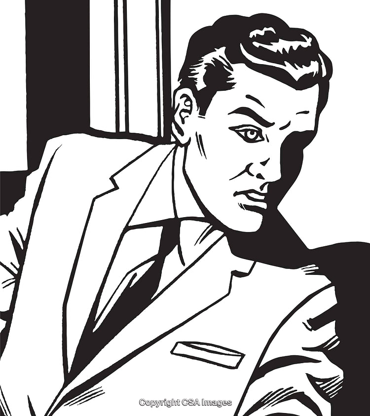 Retro Comic Style Depiction of a Serious Gentleman in a Business Suit