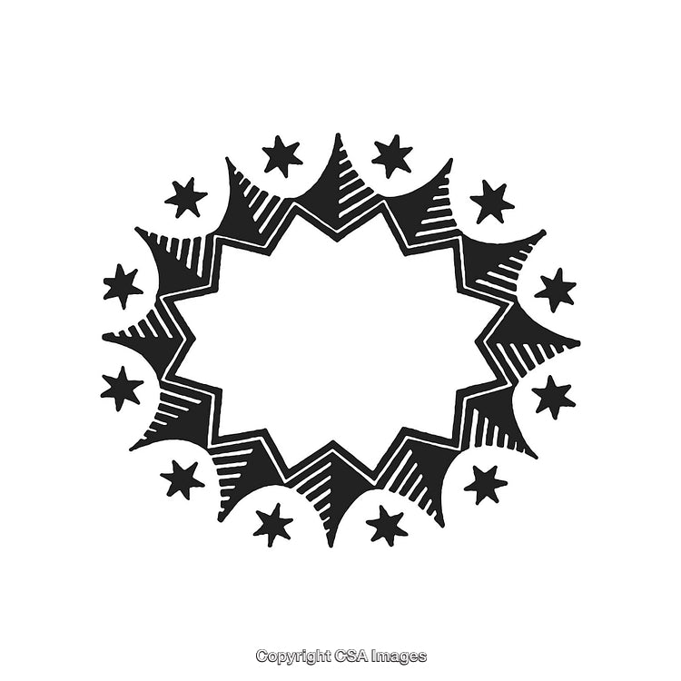 Black And White Star-Themed Decorative Border Design Illustration